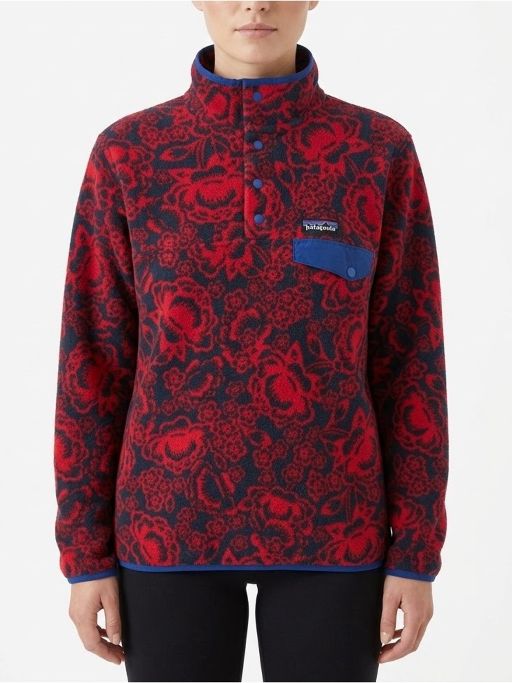 Patagonia Synchilla Snap-T Fleece Women M Barceloneta Red Floral FA15